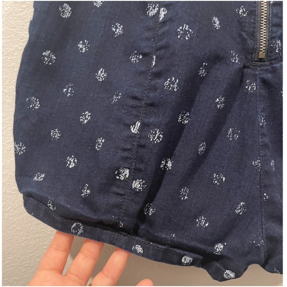 KIMCHI BLUE Navy Blue White Polka Dots Zipper Back Shorts - Picture 3 of 5